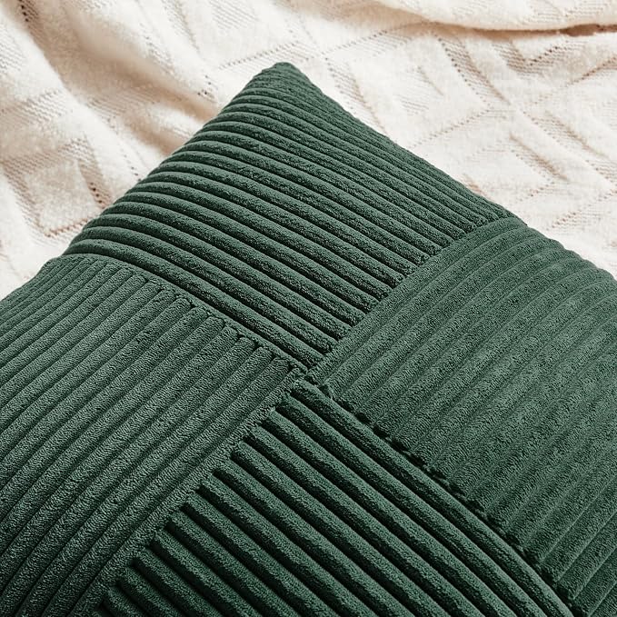 Fancy Homi Set of 2 Dark Green Samll Decorative Throw Pillow Covers 12x12 Inch - Image 4