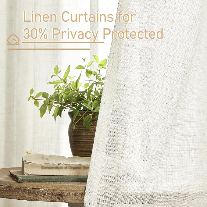 Cream Linen Curtains 84 inch Length - Image 5