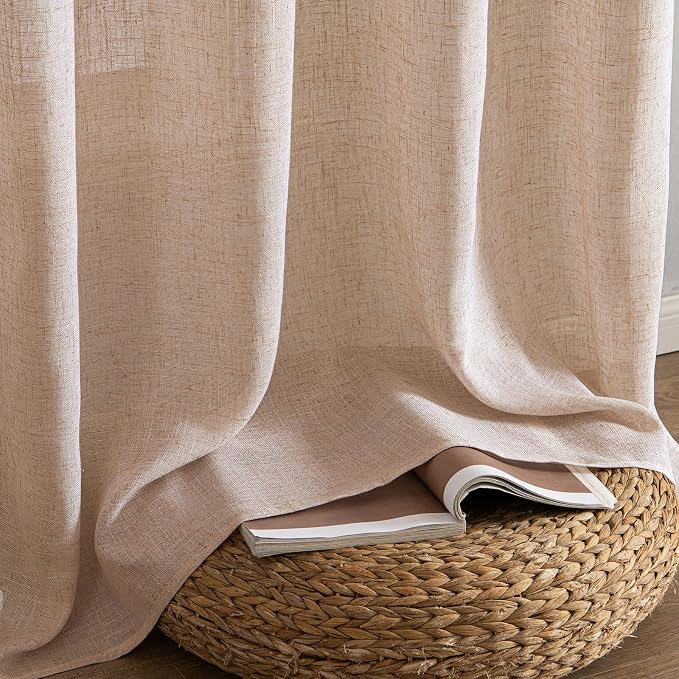 MIULEE Natural Beige Linen Curtains 52x96 Inch Long - Image 7