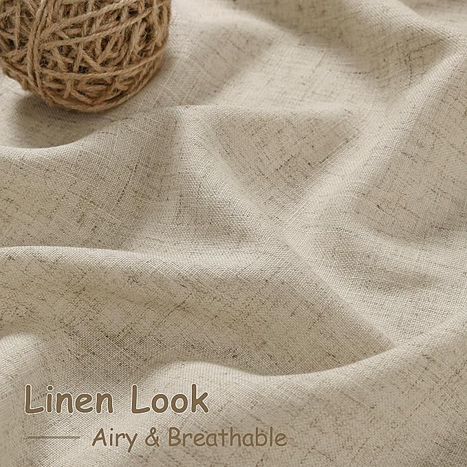 Eggshell Beige Linen Curtains for Living Room 100 Inches Long Light Filtering - Image 4