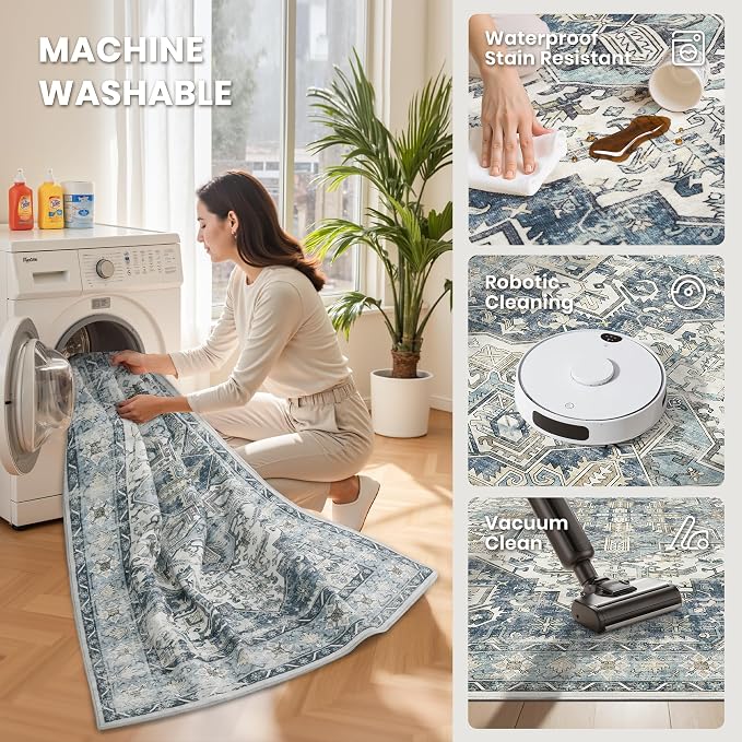 6x9 Area Rugs for Living Room, Large Washable Rug, Dining Room, Low Pile - Image 5