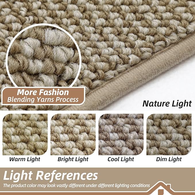 BEQHAUSE Dirt Trapper Door Mat 32" x 48" Half Circle Non Slip, Light Beige | - Image 8