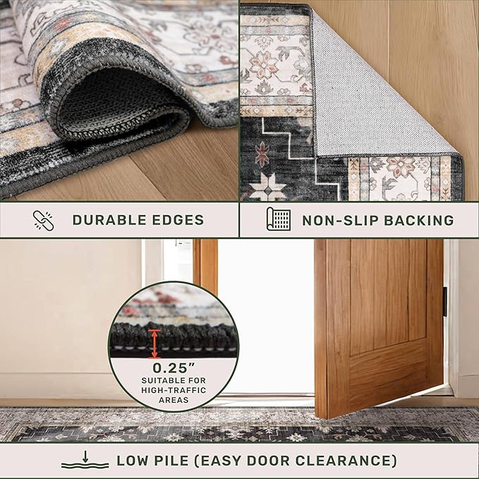 Black Modern Farmhouse 5x8 Area Rug - Image 5