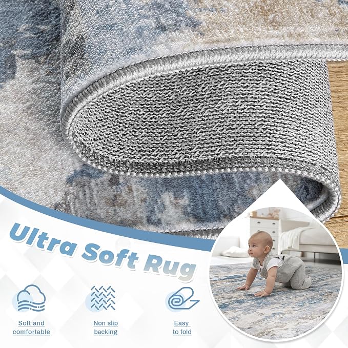 pmtsns Area Rugs 9x12 for Living Room: Washable Rug Modern Abstract Neutral - Image 4