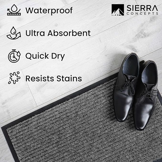 Front Door Mat, Indoor Outdoor Welcome Muddy Doormat, 30x17 Battleship Gray | - Image 6