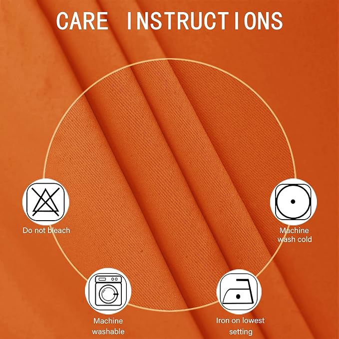 Orange Thermal Blackout Curtains/52 x 72 Inch/Set of 2 Panels Room Darkening - Image 3