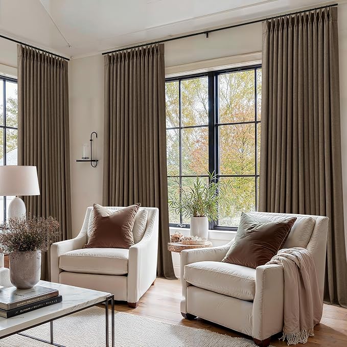 Dutch Cocoa Blackout Pinch Pleat Linen Curtains 84 Inches Long 2 Panels | Dual - Image 6