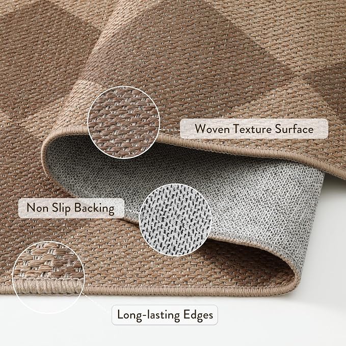 Lahome Checkered Easy Jute Indoor Outdoor Rug, 5x7 Area Rugs - Image 4