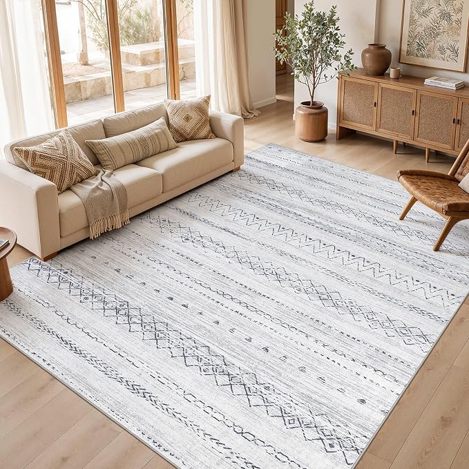 cotiled Boho 9x12 Area Rug for Living Room: Large Moroccan Washable Rug | Stain by COTILED