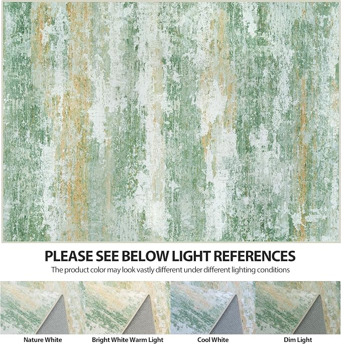 Aelenmu 9x12 Area Rugs for Living Room Washable Bedroom Dining Room Green | - Image 7