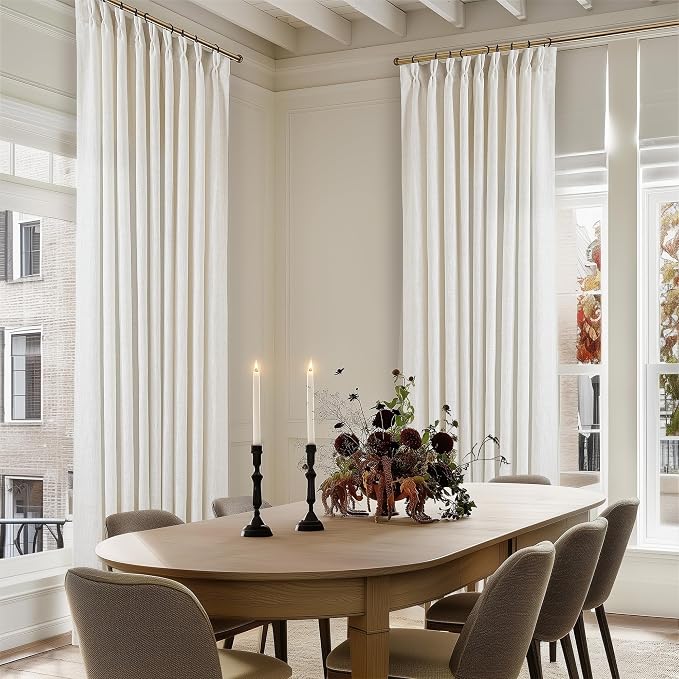 Natural Extra Wide Pinch Pleat 102 Inch Curtains 60 Inch Wide | Linen Blend - Image 9