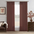 Pinch Pleat Linen Textured Reddish Brown Semi Sheer Curtains 120 Inch Long | by Twodrapes