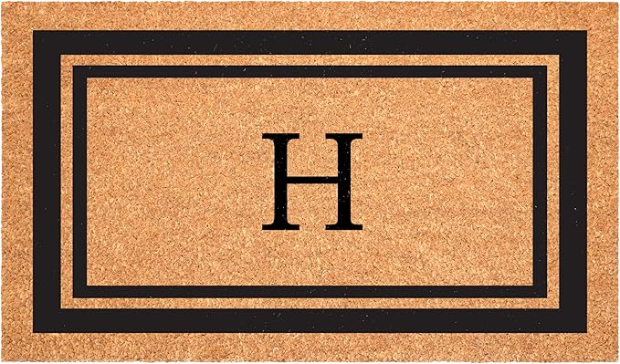 Calloway Mills 152961830H Black Border 18" x 30" Monogram Doormat by Callowaymills