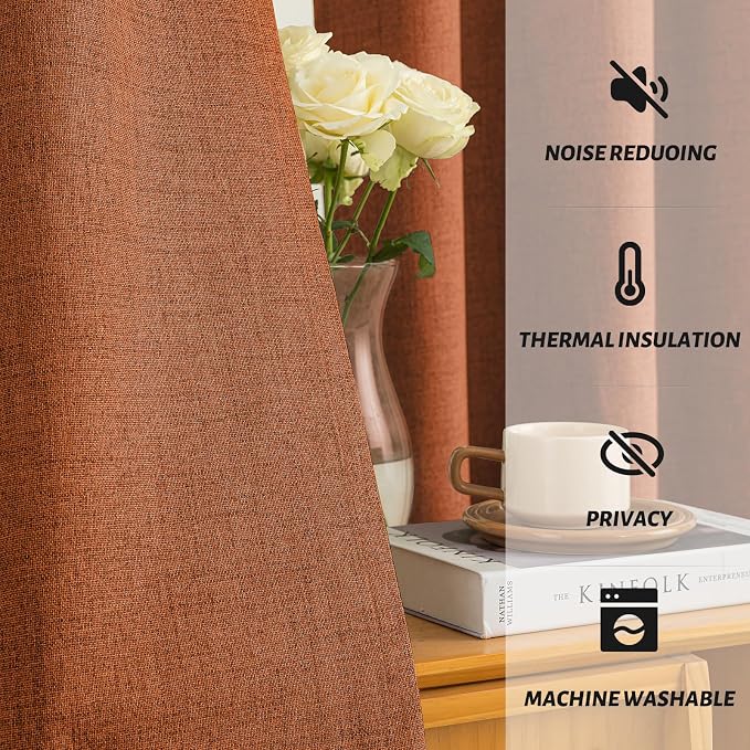 Yakamok Burnt Orange Linen Curtains 72 Inches Long - Image 5