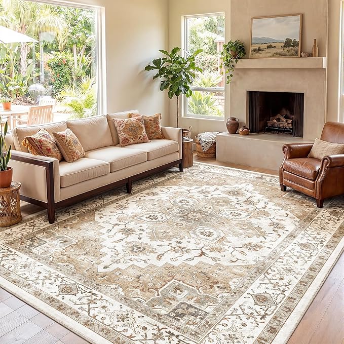 AMADA HOMEFURNISHING 9x12 Area Rugs, Low-Profile Large Washable Area Rug - Image 6
