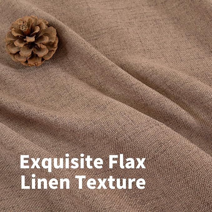 YoungsTex Mocha Brown Linen Semi Sheer Curtains 78 Inch Length 2 Panels | Light - Image 4