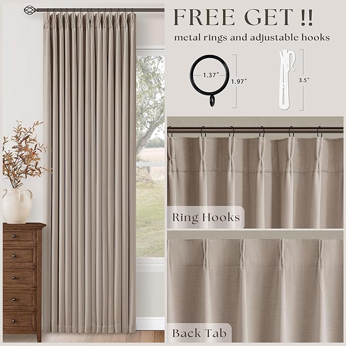 60 Inch Extra Wide 100% Blackout 92 Inch Curtains 1 Panel, Burlywood Birch | - Image 4