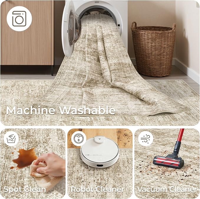 3x4 Rugs for Entryway, Washable Area Rug, Neutral Rug, Stain Resistant Indoor - Image 8