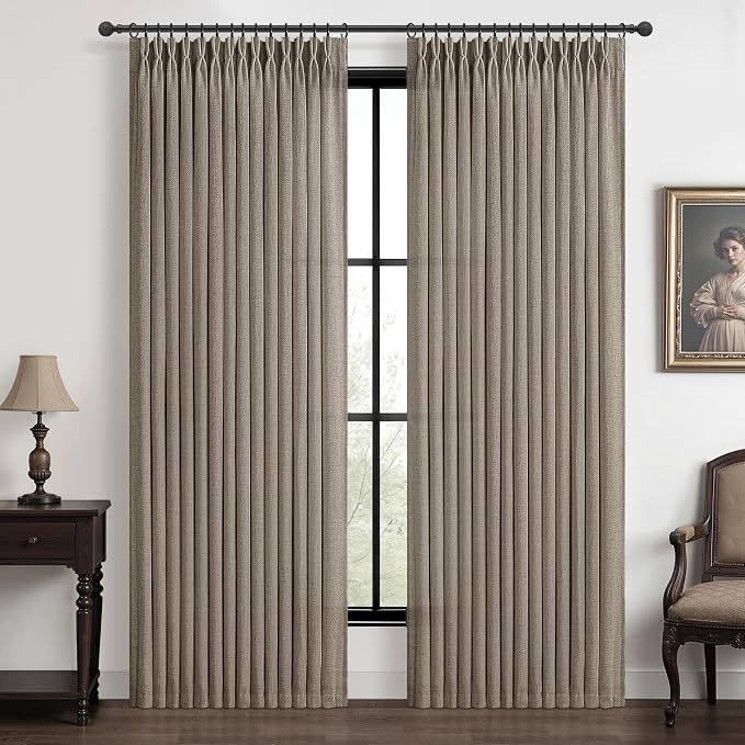 Pinch Pleat 60 Inch Wide Semi Sheer Curtains 102 Inches Long by PleatedDrapes