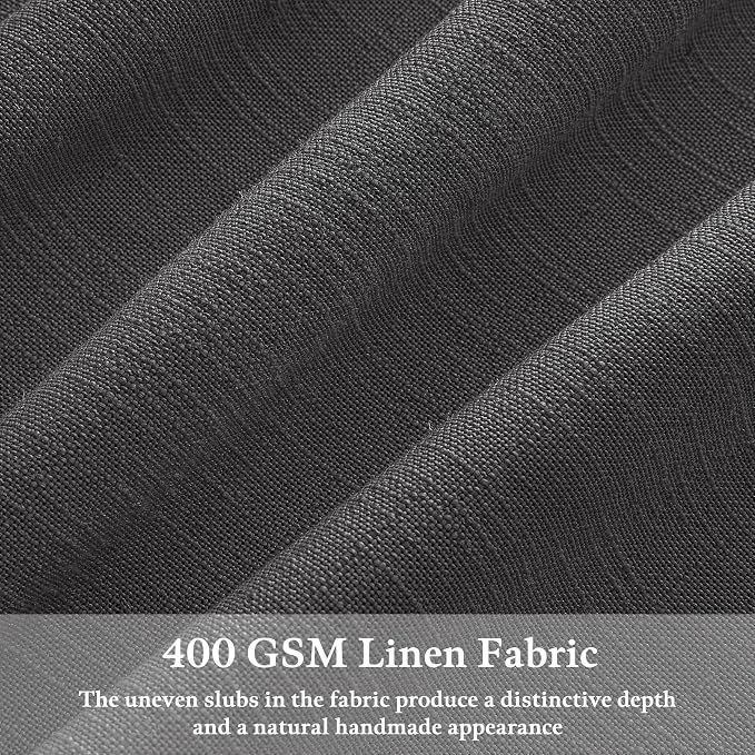 Pinch Pleat 105 Inches Linen Semi Sheer Dark Grey Curtains 50W | Charcoal Grey - Image 3