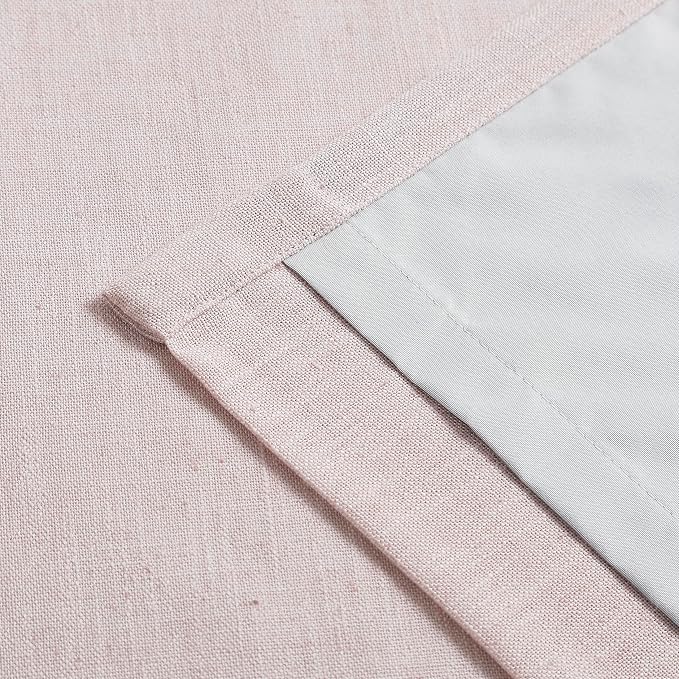 Vision Home Soft Pink Pinch Pleated Full Blackout Curtains Linen Blended Room - Image 5