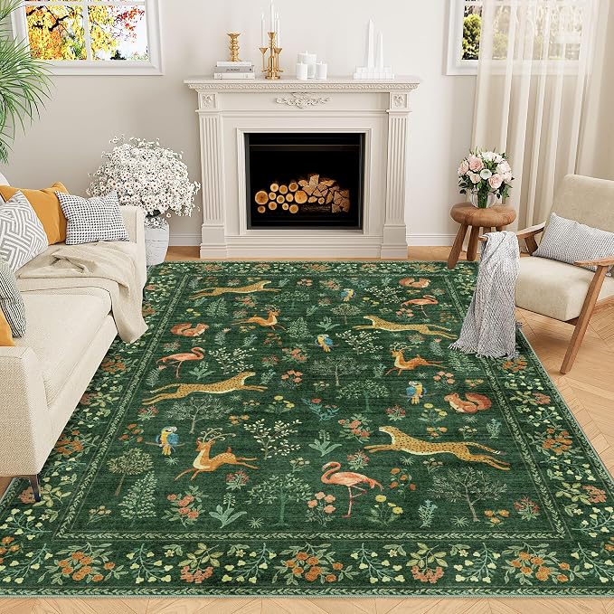 DUKINO 8x10 Area Rugs, Washable Soft Animal Bedroom Rug Non Slip, Low Pile by DUKINO
