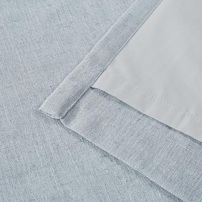 Vision Home Blue Gray Pinch Pleated Full Blackout Curtains Linen Blended Room - Image 6