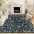 DUKINO 9x12 Area Rug for Living Room Washable Animal Rug Non Slip Navy Blue | by DUKINO