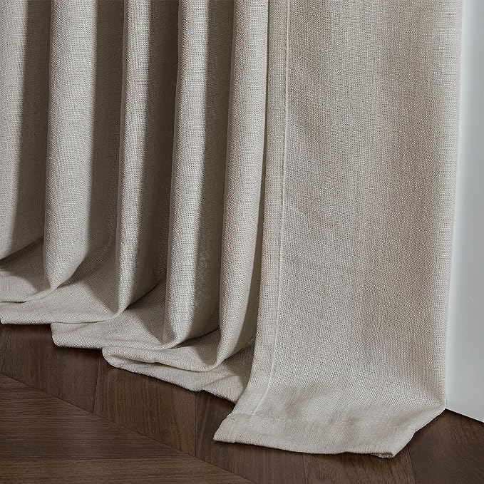Burlywood Birch Pinch Pleated Thick Linen Curtains 108 Inches Long | 400GSM - Image 9