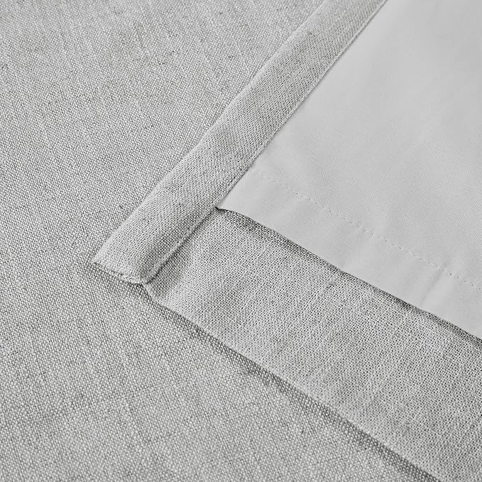 Vision Home Light Gray Pinch Pleated Full Blackout Curtains Linen Blended - Image 7