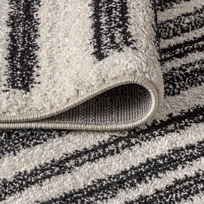 JONATHAN Y Khalil Modern Berber Stripe Cream/Black 8' Round Indoor Area Rug - Image 6