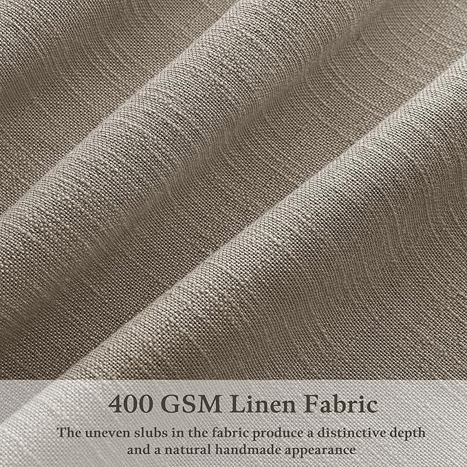 Burlywood Linen Pleated Semi Sheer Curtains 80 Inches Long 50 Inch Wide | Taupe - Image 3