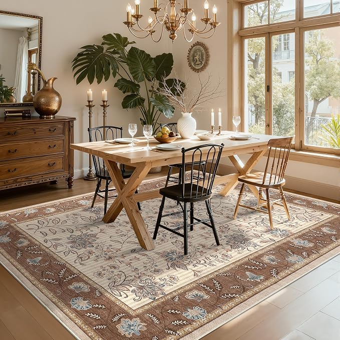 GarveeHome 10x13 Large Living Room Rug Brown Washable Area Rug Non Slip | Soft - Image 7