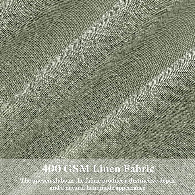 Green Linen Blend 72 Inch Light Filtering Pleat Boho Curtains 50 Inch Wide | - Image 3