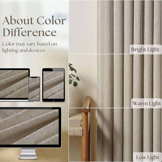 Burlywood Birch Linen Pinch Pleated Curtains 120 Inches Long | Pleated Drapes - Image 4