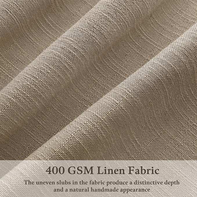 Camel Tan Beige Linen Pleated Semi Sheer Neutral Curtains 50x86 | Pinch Pleat - Image 2