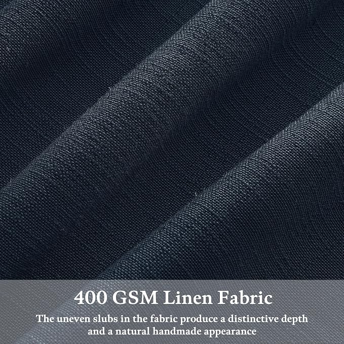 Blue Linen Pleated Light Filtering Sheer Curtains - Image 3