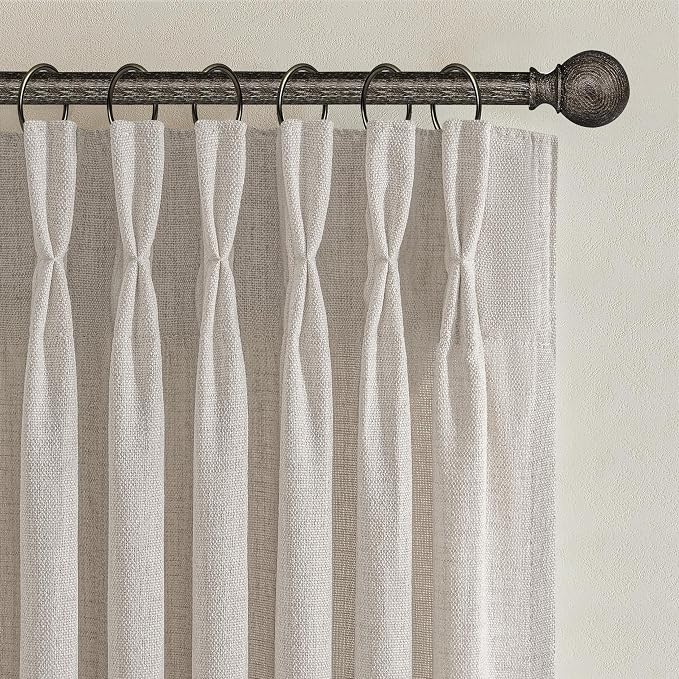 Greyish Brown Pinch Pleated Linen Sheer Living Room Curtains 84 Inches Long | - Image 7
