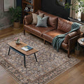 3x5 Brown Blue Vintage Floral Washable Area Rug by HUGEAR
