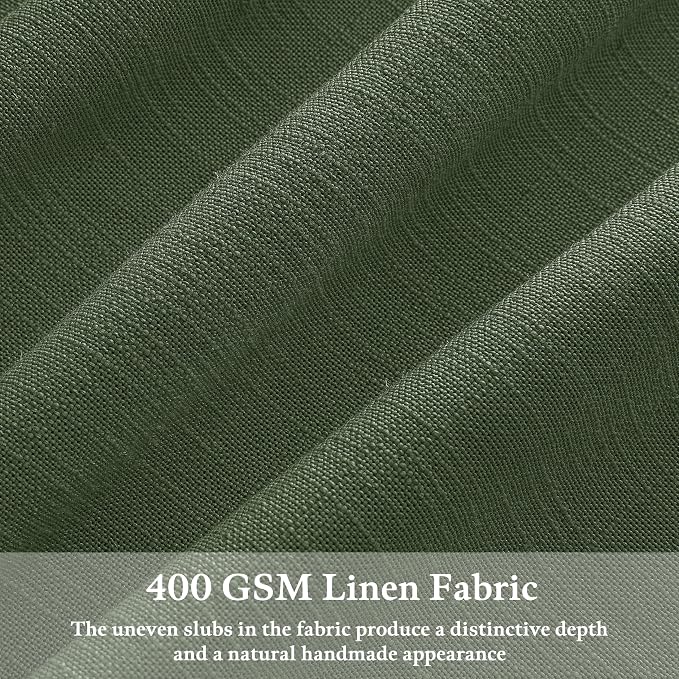 Dark Green Semi Sheer Privacy Linen Pinch Pleated Curtains 108 Inch Long | - Image 3